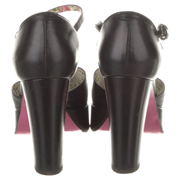 Gucci Leather Floral Print D'Orsay Pumps - Picture 3 of 4